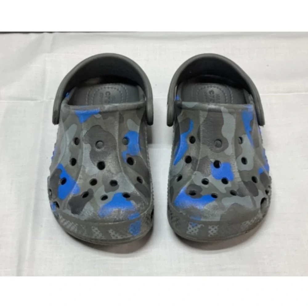 Crocs Baya Kids Gray Blue Camo size  C9 Childs size 9